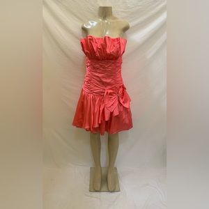 VTG LA Glo Size 11/12 Pink Strapless Glam Dress With Bow